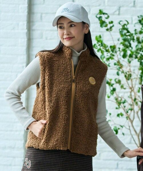 ブリーフィングゴルフ ボアベスト ベージュ L BRIEFING GOLF