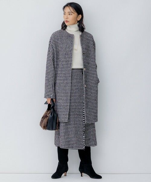 セール】 チェック ツイード ノーカラーコート （その他アウター）｜23