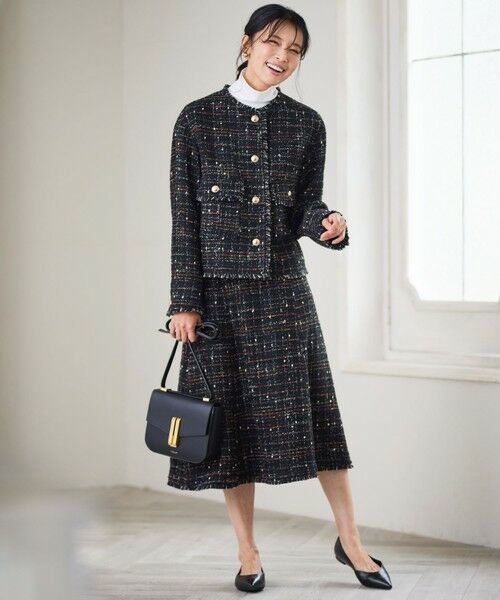 セール】 GIOLICA カラーミックスツイード ジャケット （ノーカラー