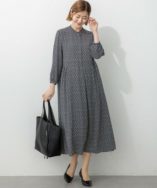 セール】 【洗える】モダンジオメトリックプリント ワンピース