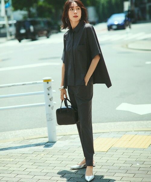 セール】 【洗える】TWマットクロス ポンチョシルエット シャツ