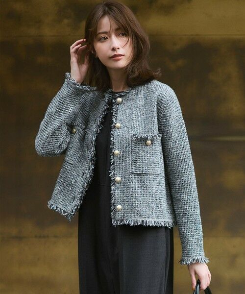 見上愛さん着用/新色追加/GLOW掲載】ツイード ニット ジャケット