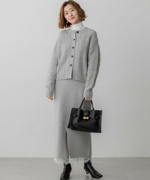 セール】 【洗える】カシミヤブレンド ケーブルニットカーディガン