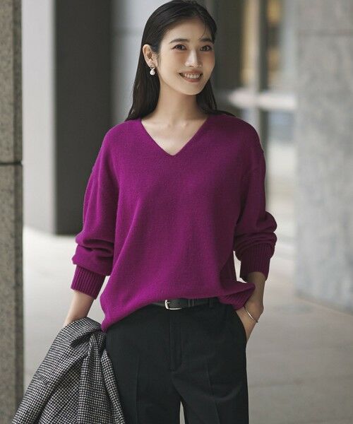 見上愛さんコラボカラー/VERY・GISELe掲載】カシミヤブレンド Vネック