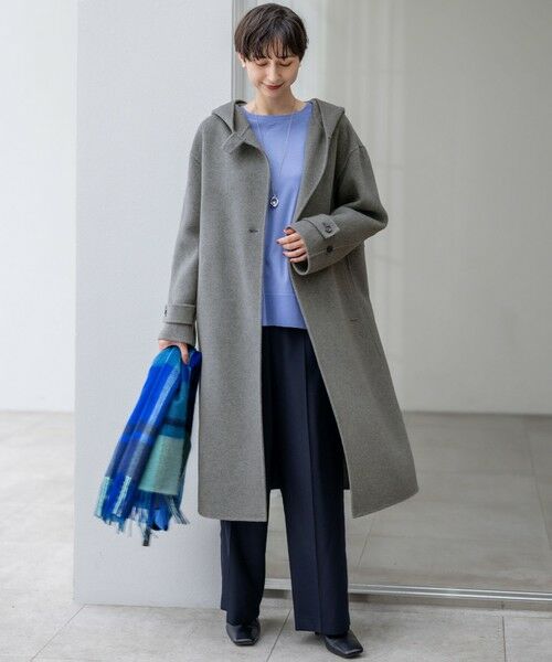 滝沢眞規子さん着用/VERY掲載】MANTECOPureリバー フード ロングコート