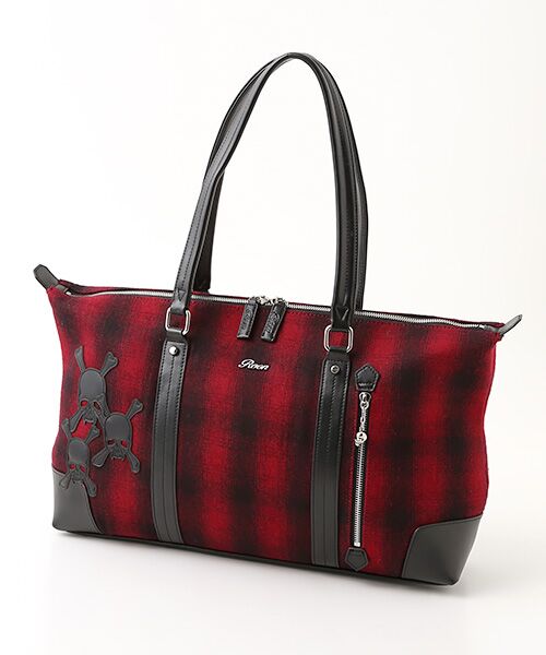 セール】 【Roen】スカルパッチチェックボストンバッグ （ボストン