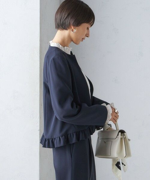 セール】 〈手洗い可能〉トリアセテート混 裾 フリル ジャケット