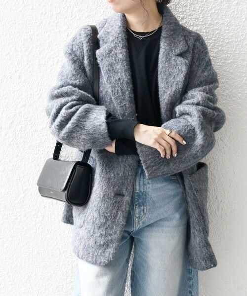 セール】 SHIPS any: ウール ミックス シャギー シングル コート