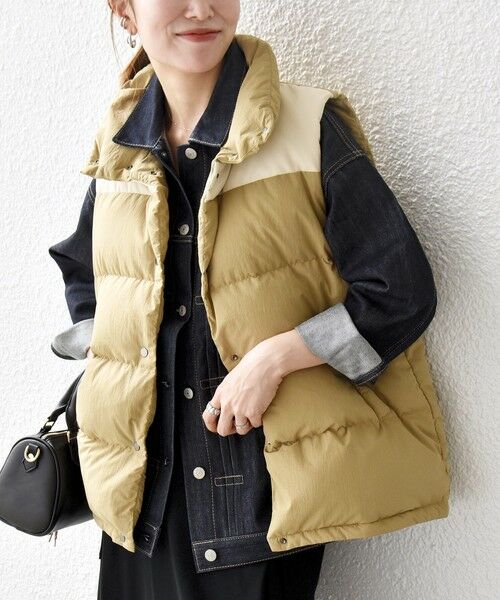 セール】 SHIPS any: ナイロン スタンドカラー ダウン ベスト （ダウン