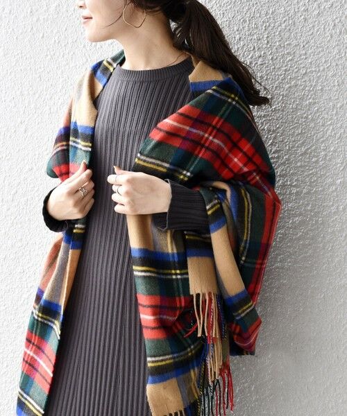 SHIPS別注】JOHNSTONS:カシミヤチェックストール （マフラー・ショール