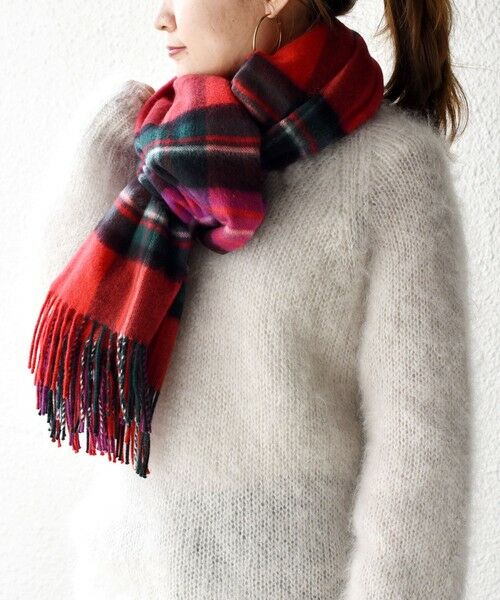 SHIPS別注】JOHNSTONS:カシミヤチェックストール （マフラー・ショール