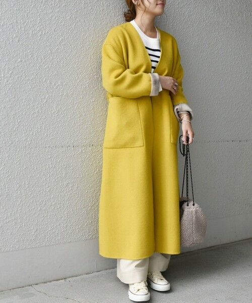 セール】 SHIPS any: リバーチェック Vネック ノーカラーコート