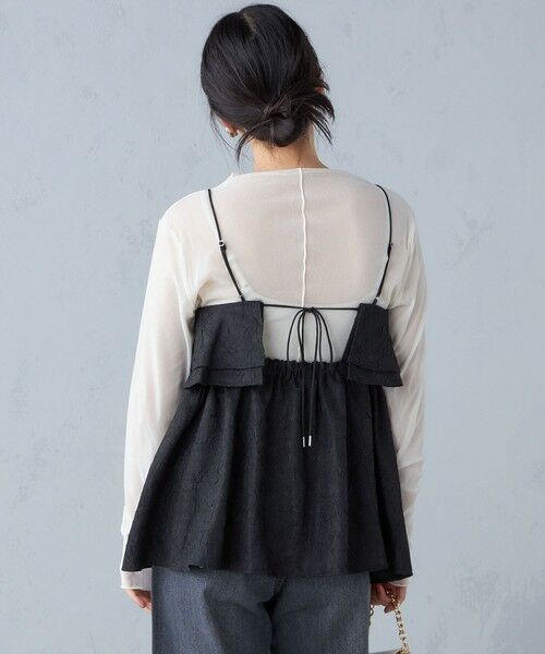 セール】 〈手洗い可能〉ジャカード サイド フリル キャミソール