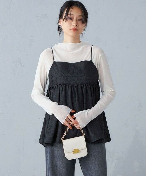 セール】 〈手洗い可能〉ジャカード サイド フリル キャミソール