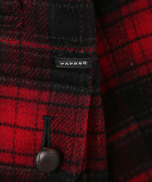 セール】 メルトンチェックベロア風仕上げ ステンカラーブルゾン