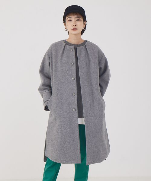 セール】 ウールニードルノーカラーコート （アウター）｜qualite