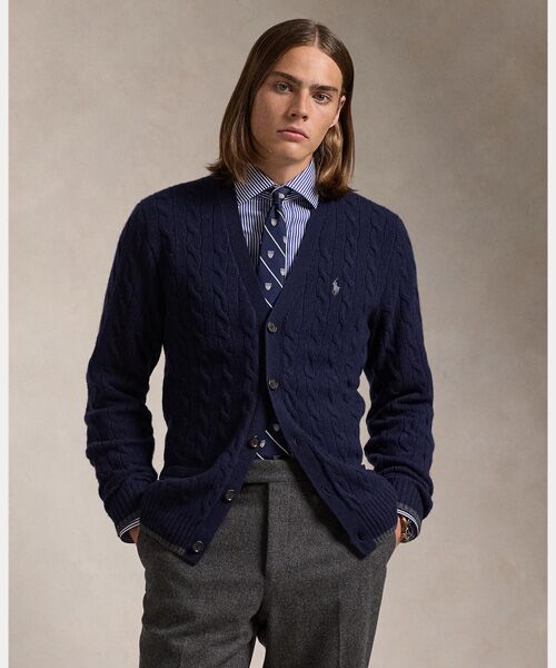 ケーブルニット ウールカシミヤ カーディガン （カーディガン・ボレロ