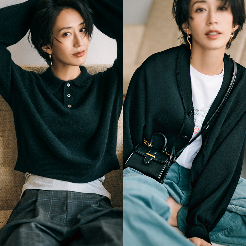 カジュアル上手”な『黒ニット』2選！ポロ＆カーデでモノトーンを更新