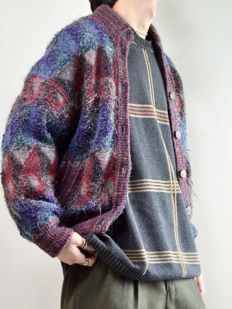 古着通販】古着 オーバーサイズ ニットブルゾン カーディガン アクリル