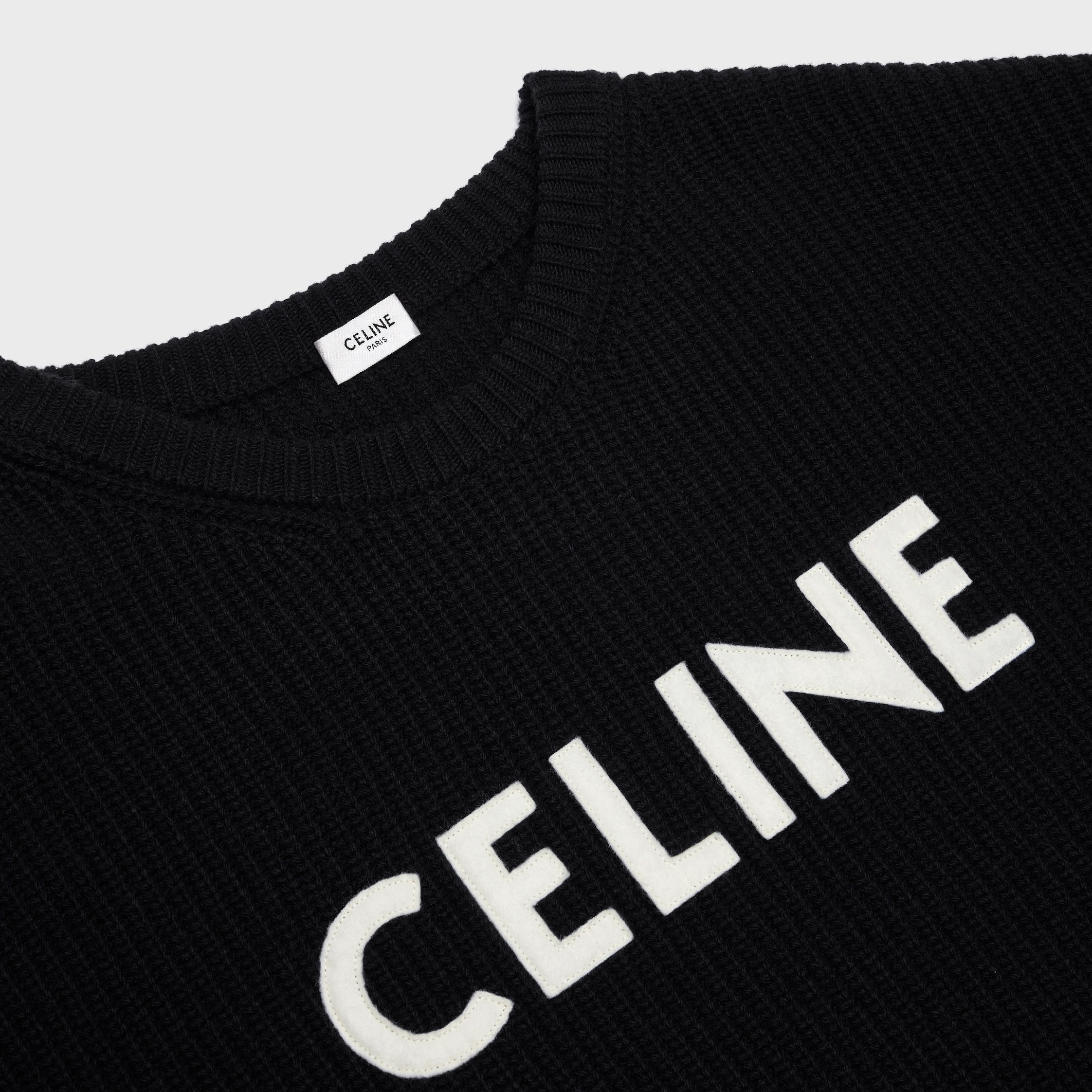 CELINE オーバーサイズ セーター / リブ編みウール - ブラック | CELINE