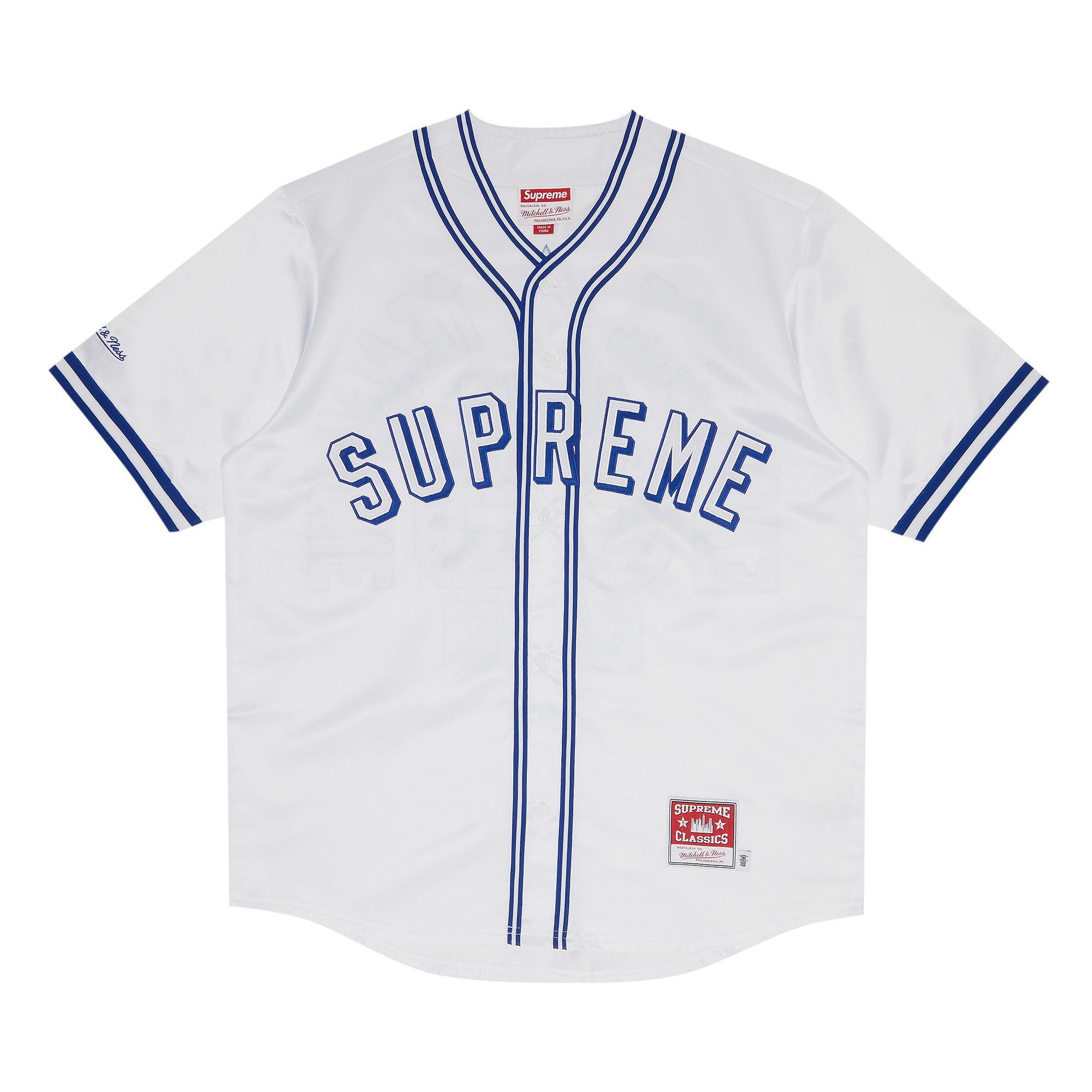 Buy Supreme x Mitchell & Ness Satin Baseball Jersey 'White