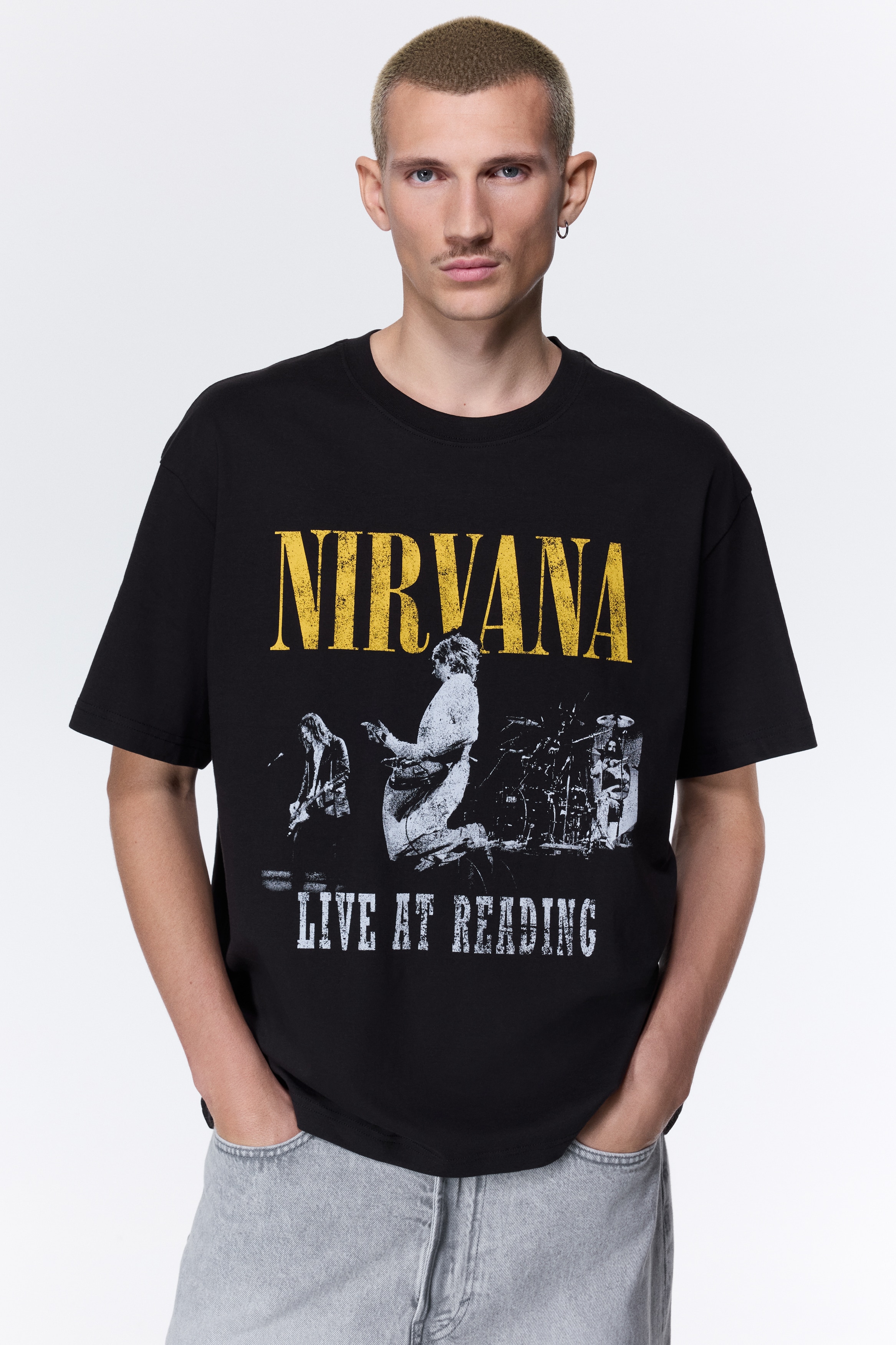 Loose Fit T-shirt - Black/Nirvana - Men | H&M US