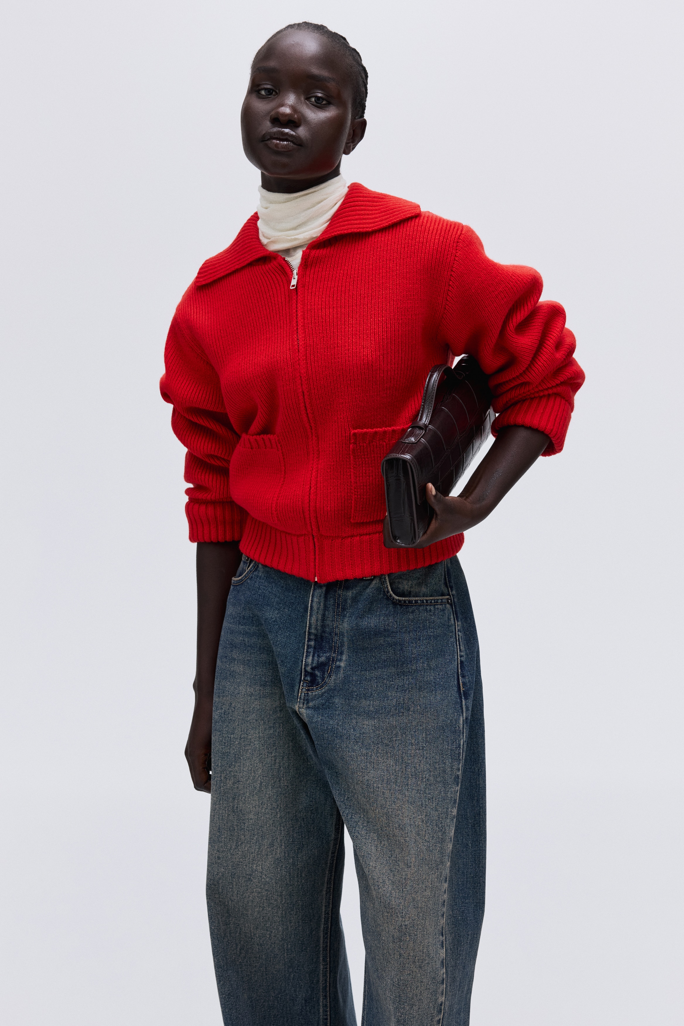 Women's Bright red Cardigan with Zipper | H&M CA