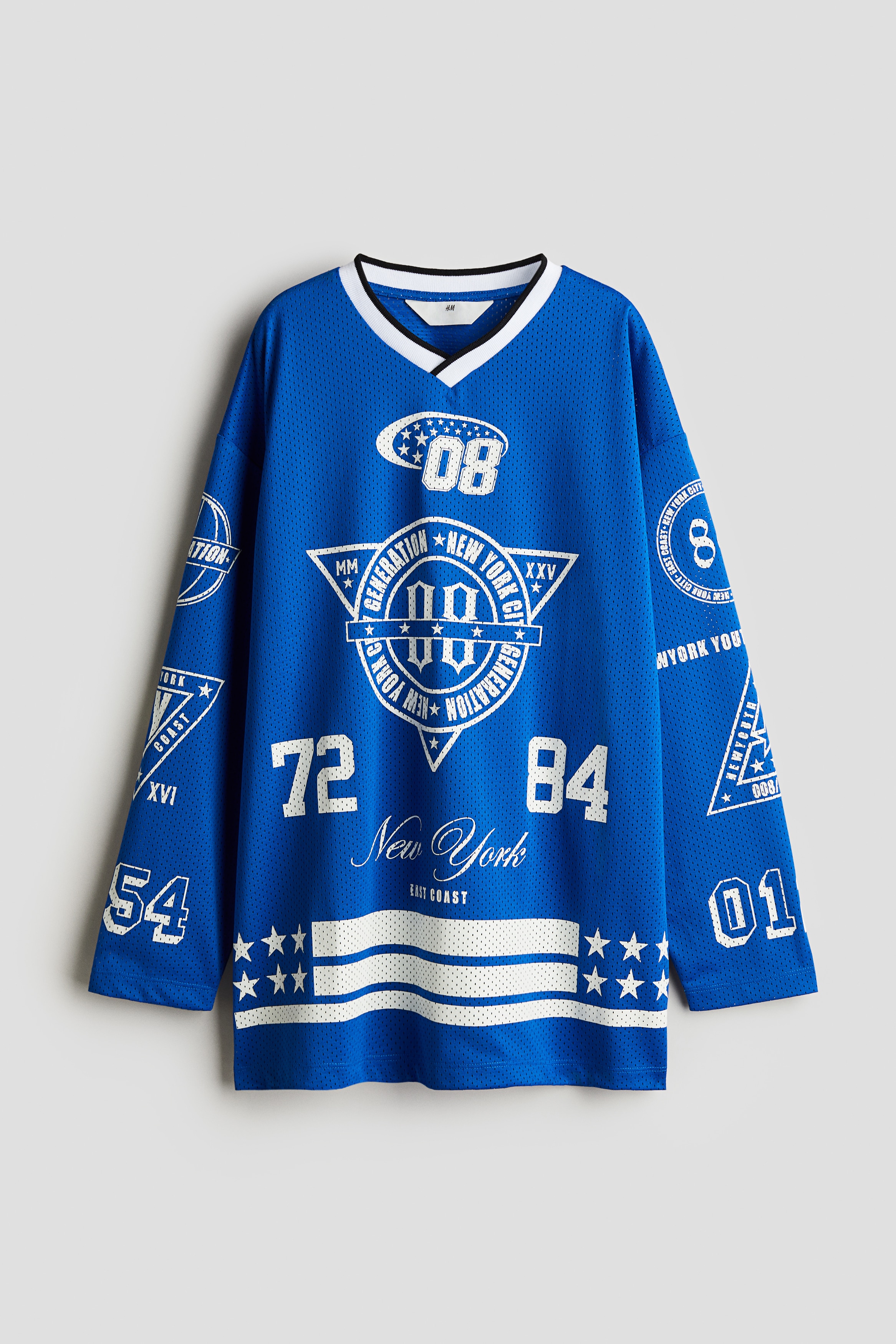 Long-Sleeved Hockey Shirt - Bright blue/New York - Kids | H&M US