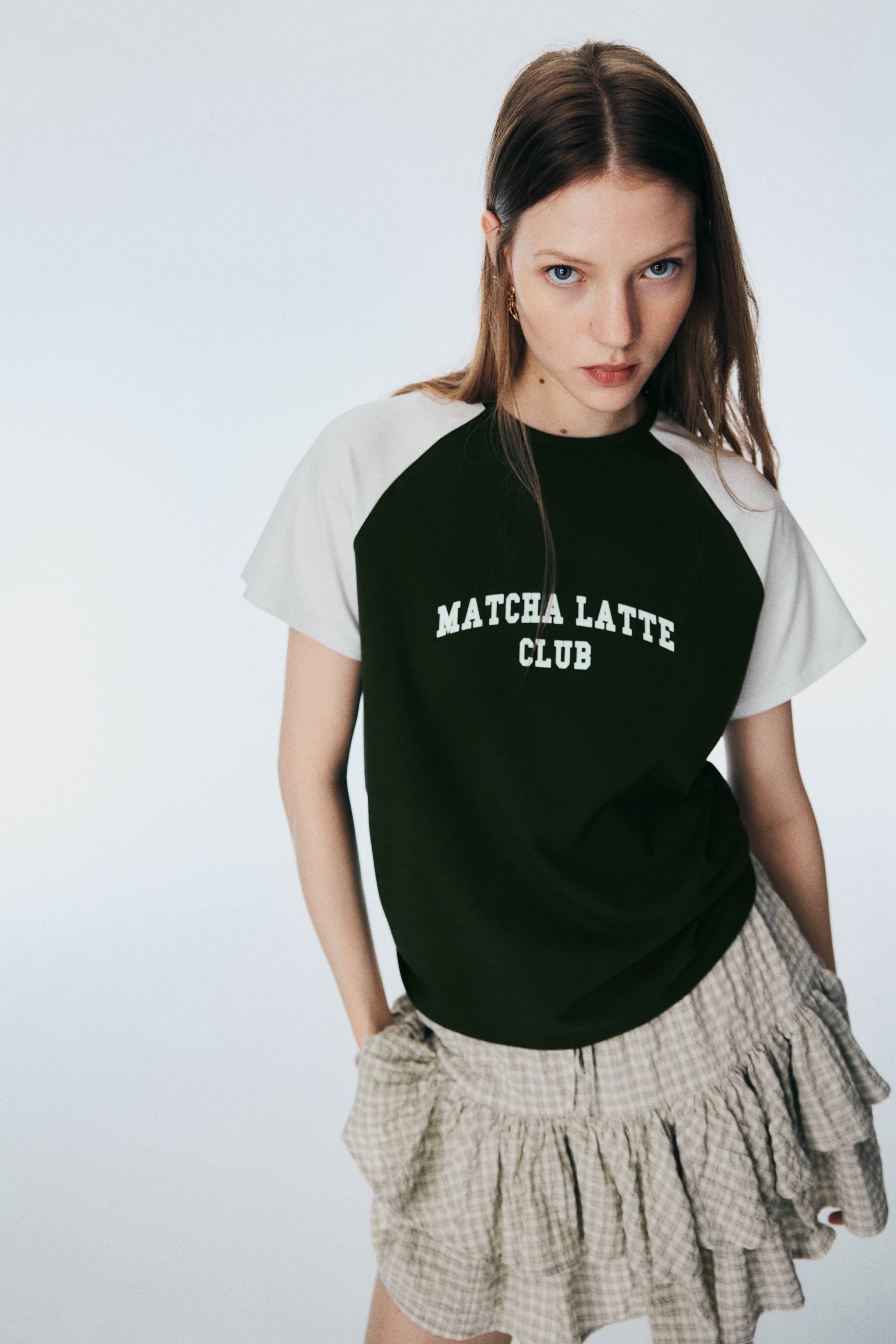 T-Shirt - Dark green/Matcha Latte - Ladies | H&M US