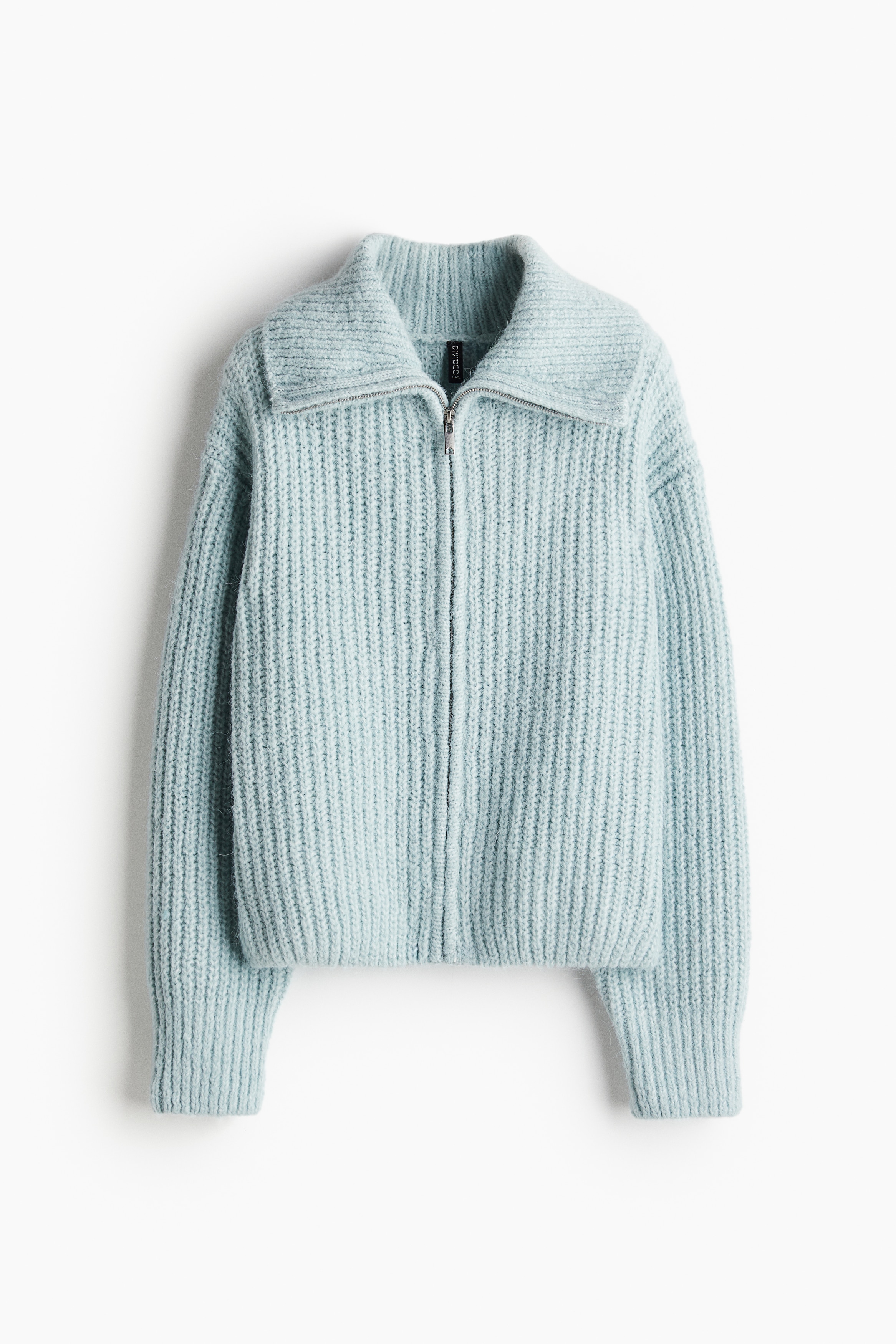 Rib-Knit Cardigan with Zipper - Light blue - Ladies | H&M US