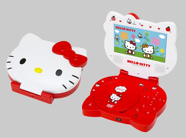 サンリオ、“ハローキティ”デザインのポータブルDVDプレーヤー