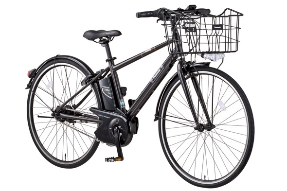 ビジネスバッグがすっぽり入る前カゴ、電動アシストクロスバイク