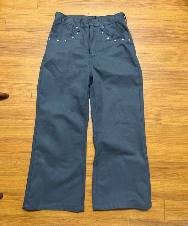 MUSINSA公式 | AAKAM Multi Studded Cotton Pants (Gray)