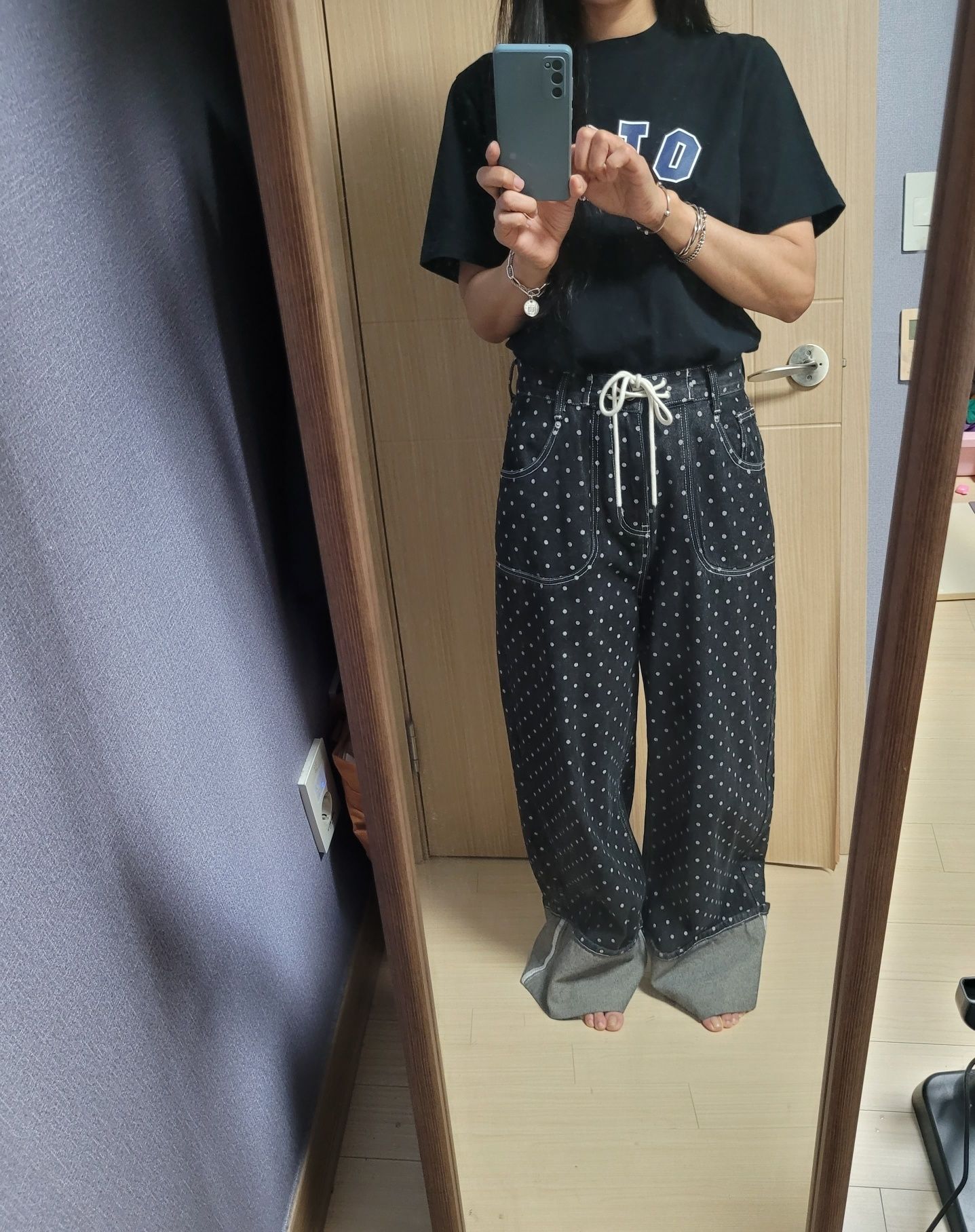 MUSINSA | FANCY CLUB String Dot Roll-Up Pants (BLACK) F25QD890