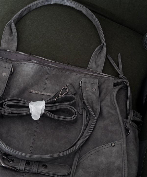 MUSINSA | FANCY CLUB Belted Washing Leather Bag (GRAY) F25QE990