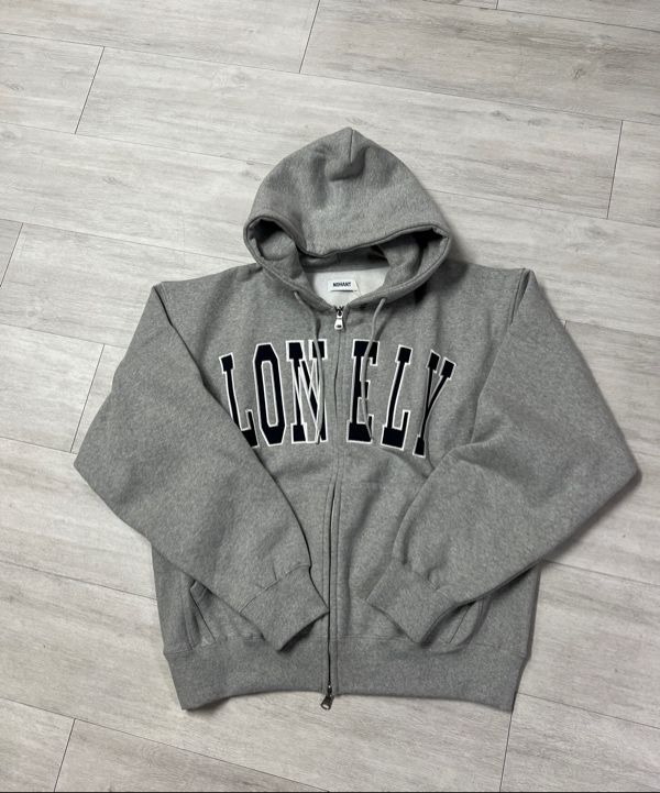 MUSINSA公式 | NOHANT LONELY/LOVELY FLUFF HOODIE ZIP-UP GRAY NAVY