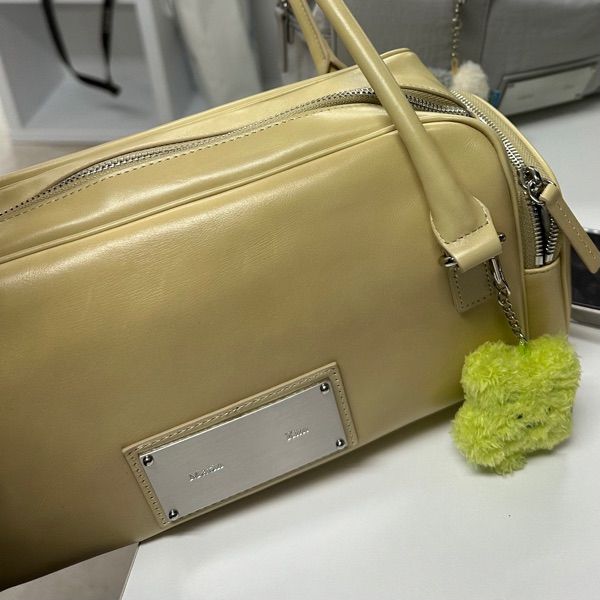 MUSINSA | MATIN KIM VINTAGE LEATHER BOSTON BAG IN OLIVE