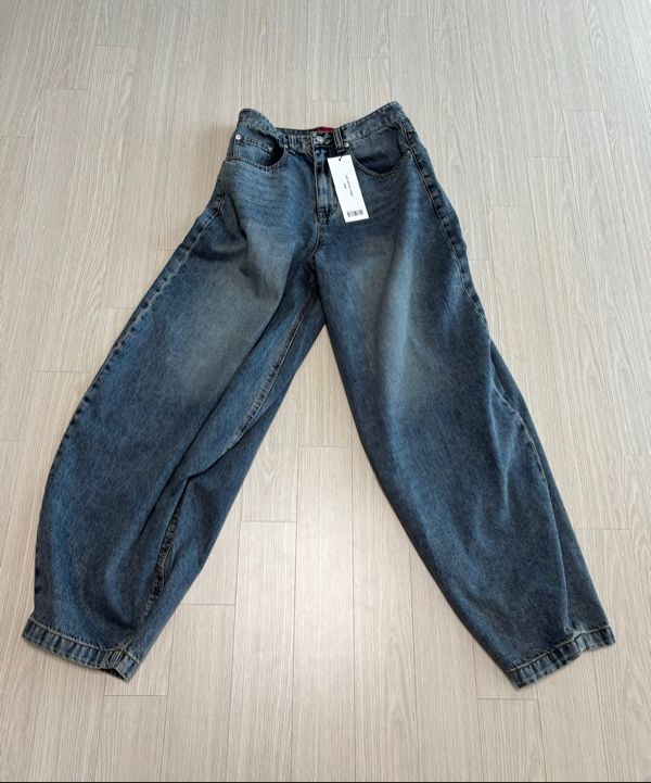 MUSINSA | KICHUL BALLOON FIT DENIM PANTS (BROWN TIN WASHED)