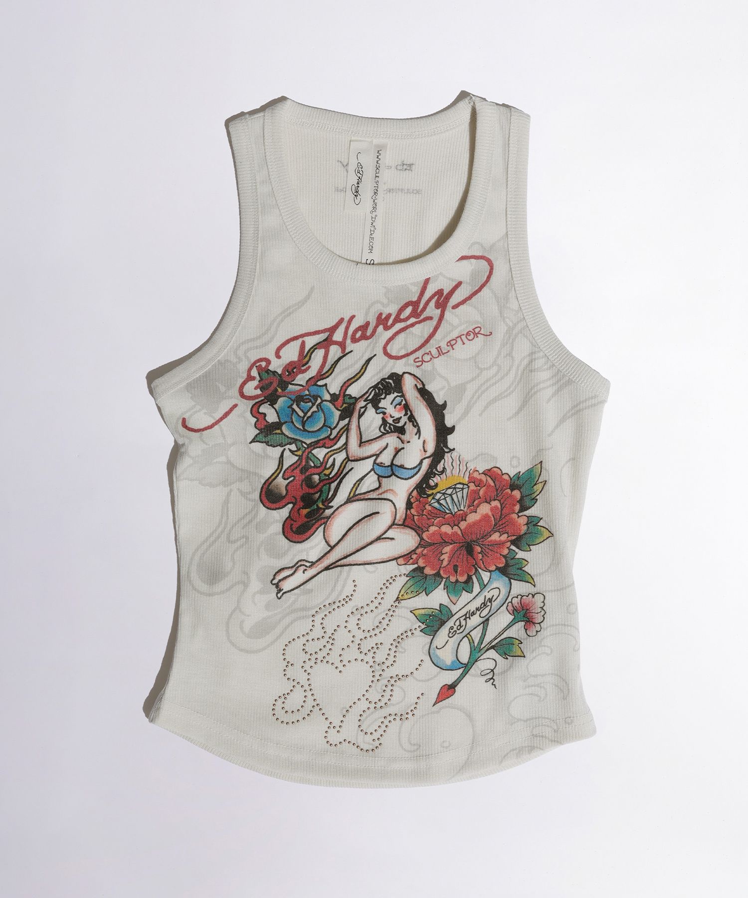 MUSINSA公式 | SCULPTOR [Sculptor x Ed Hardy] Rib Tank Top Cream
