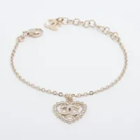 シャネル ココマーク ハート C25P ブレスレット GP×ラインストーン