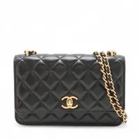 シャネル マトラッセ ラムスキン チェーンウォレット ブラック