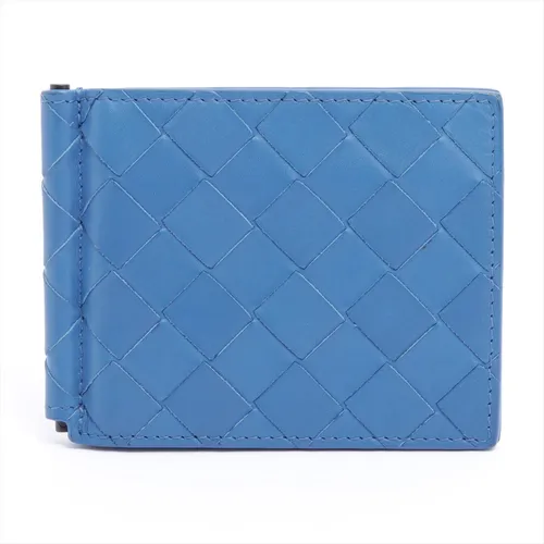 ボッテガヴェネタ イントレチャート レザー マネークリップ ブルー