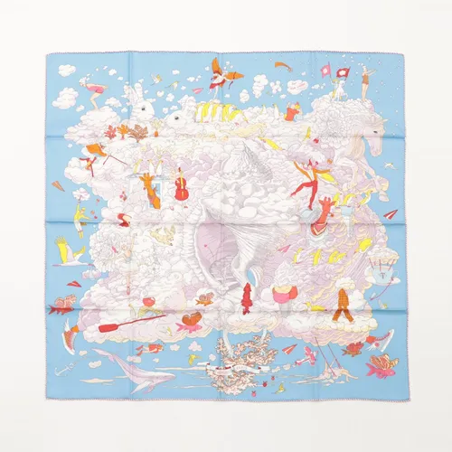 エルメス カレ90 Sur Mon Nuage 私の雲 シルク スカーフ ブルー SA