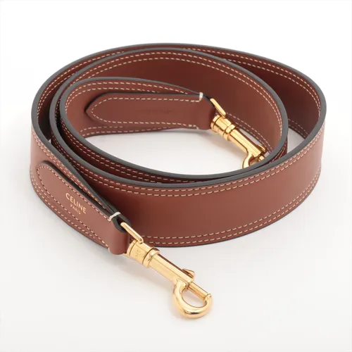 セリーヌ ロゴ レザー ショルダーストラップ ブラウン ABランクの