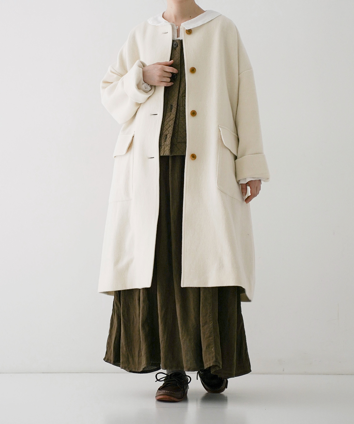 リネンウールツイードノーカラーコート｜nest Robe / CONFECT ONLINE SHOP