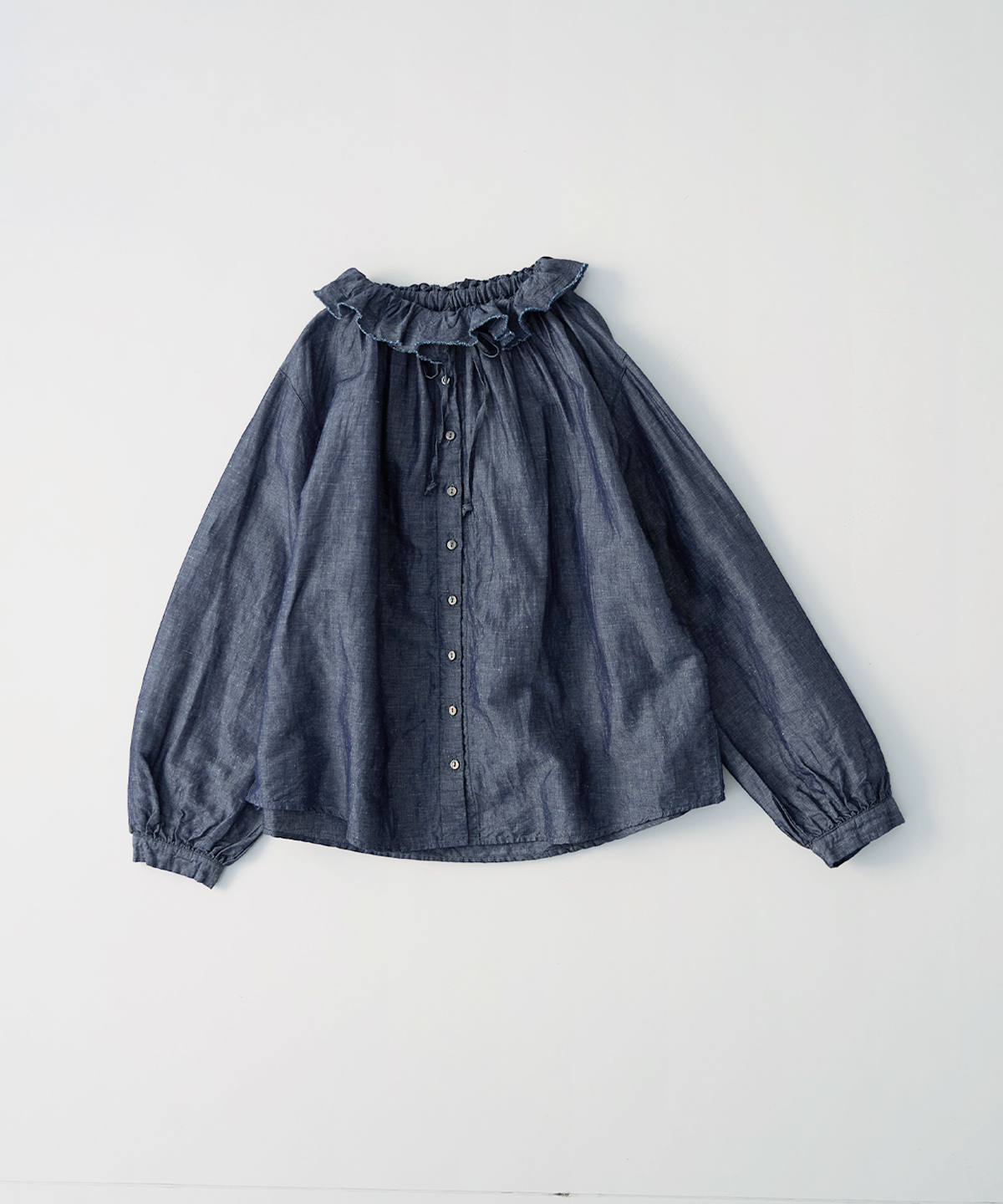 コットンリネンダンガリーフリルシャツ｜nest Robe / CONFECT ONLINE SHOP