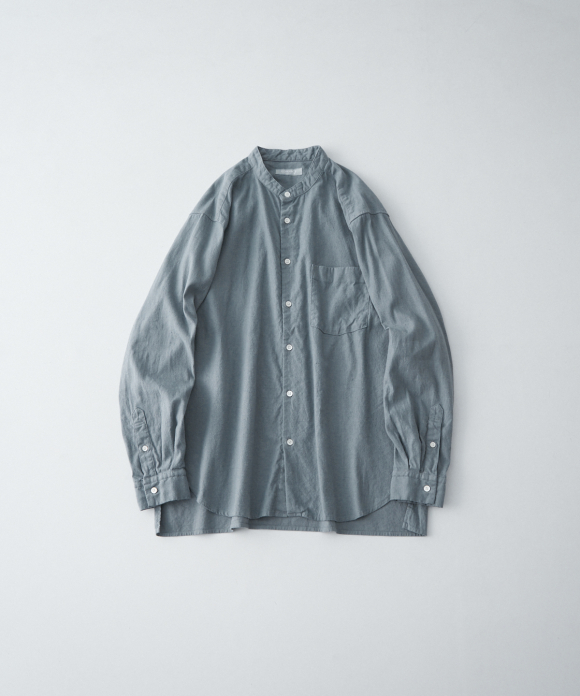 UpcycleLino] 起毛リネン バンドカラーシャツ｜nest Robe / CONFECT