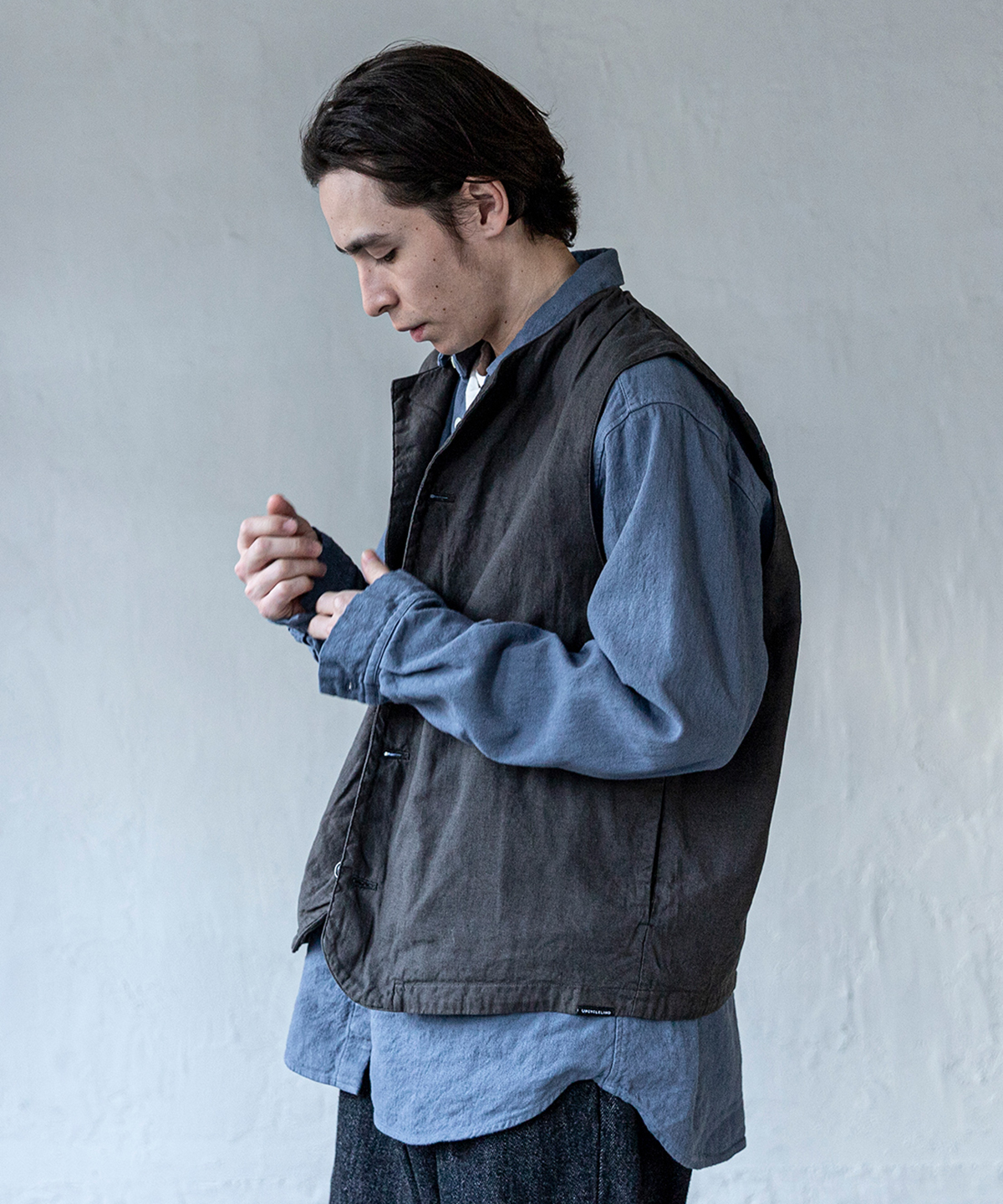 UpcycleLino 】 ポプリン クルーネックベスト｜nest Robe / CONFECT