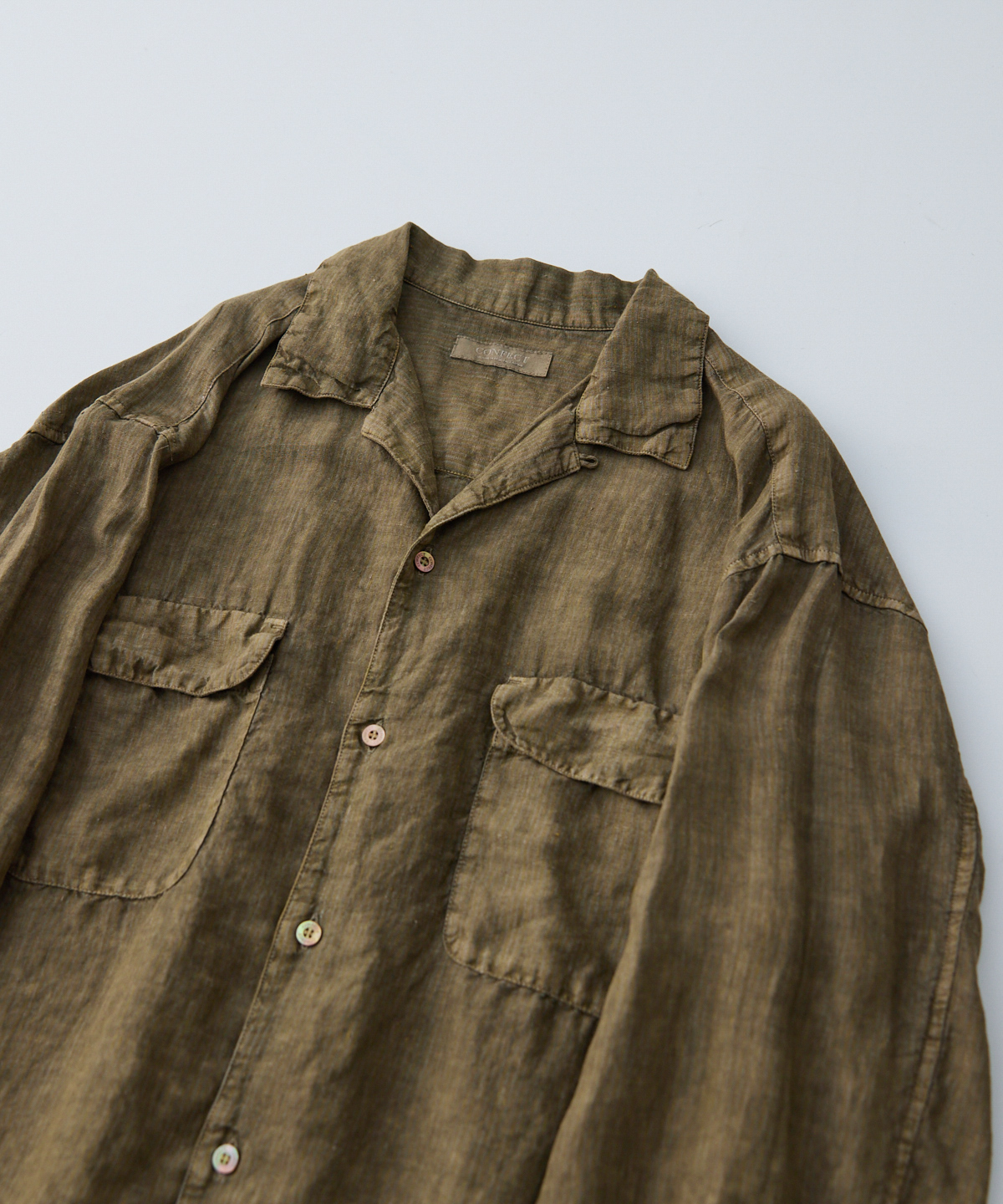 リネン ピグメントバイオ オープンカラーシャツ｜nest Robe / CONFECT