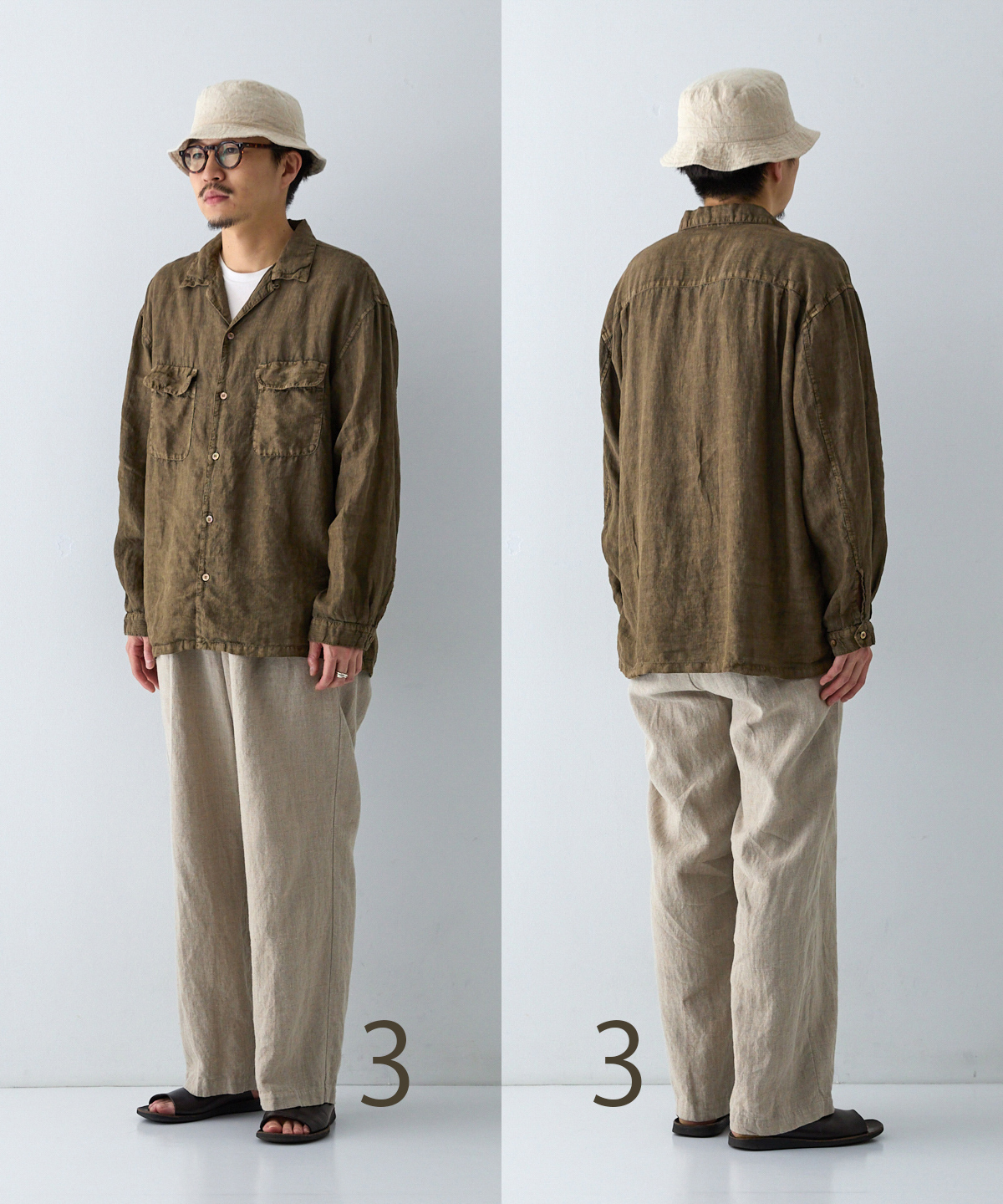 リネン ピグメントバイオ オープンカラーシャツ｜nest Robe / CONFECT